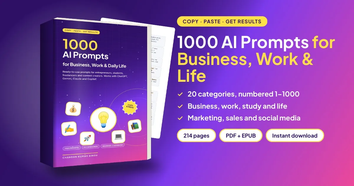 1000 AI Prompts for Business, Work and Daily Life cover