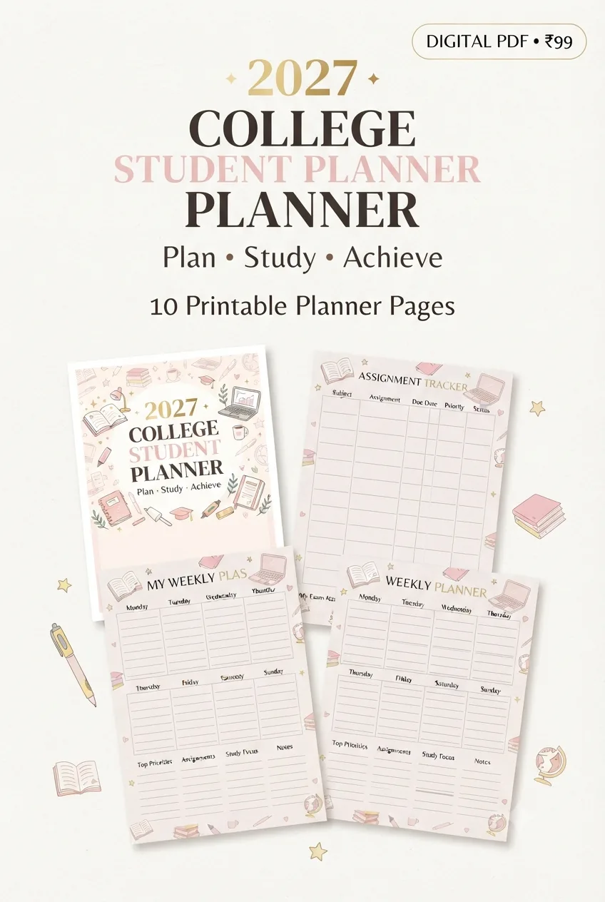 2027 College Student Planner | Digital PDF Planner for College Students cover