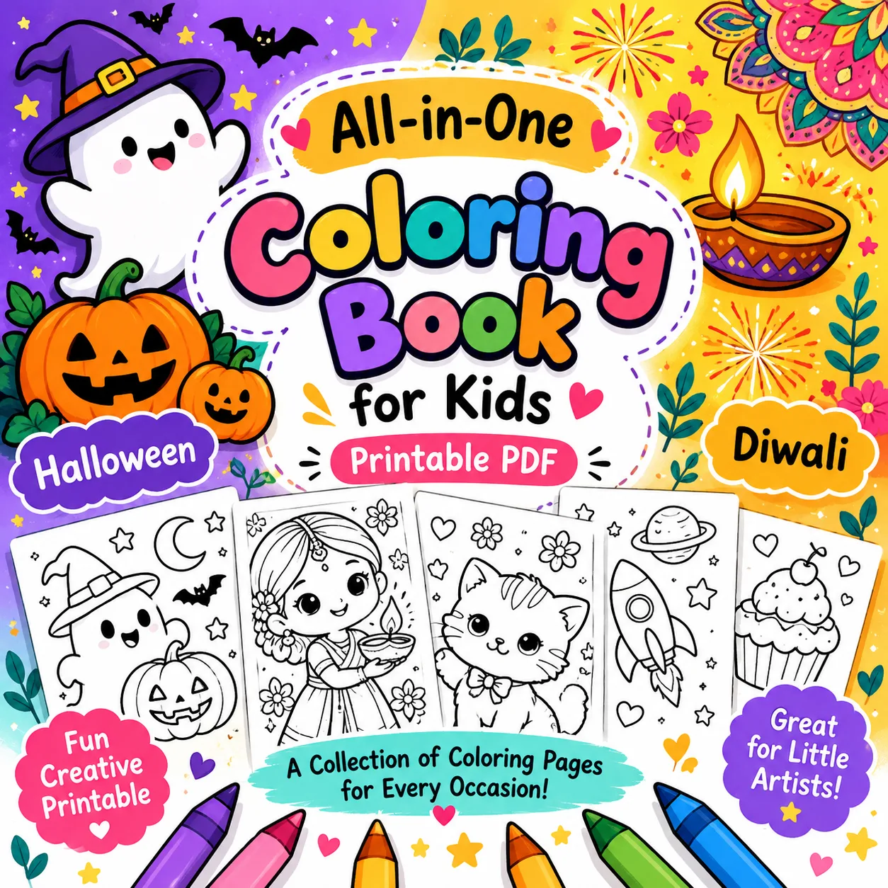 All-in-One Coloring Book for Kids 🎨 | Printable PDF