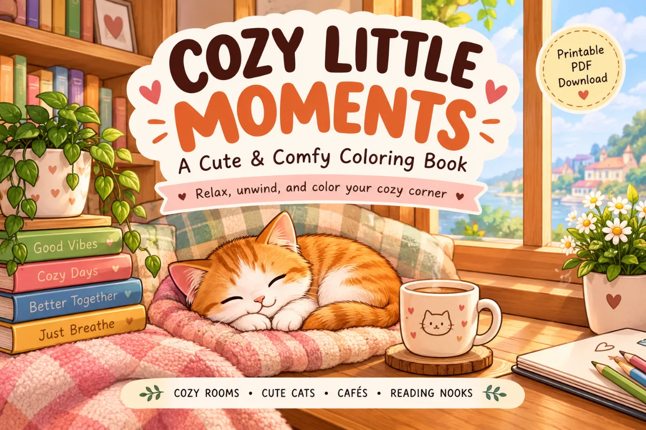 Cozy Little Moments: A Cute & Comfy Coloring Book cover