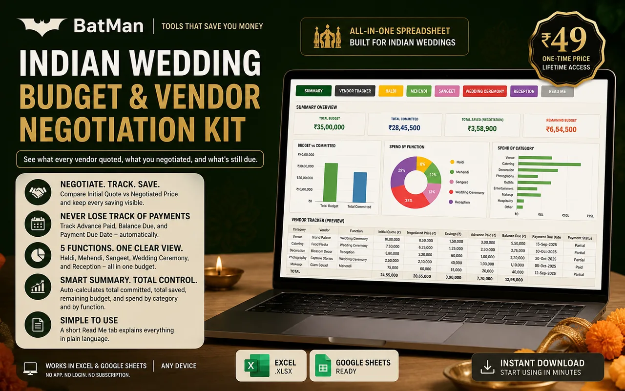 Indian Wedding Budget & Vendor Negotiation Kit