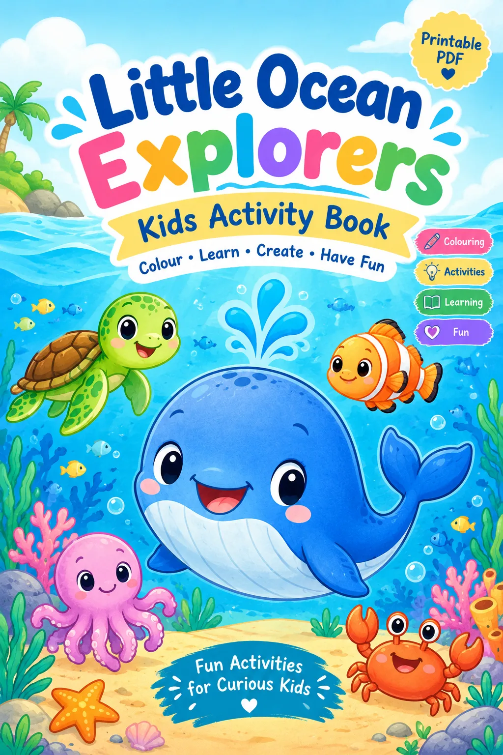 Kids Ocean Adventure Activity Book โ Printable PDF cover