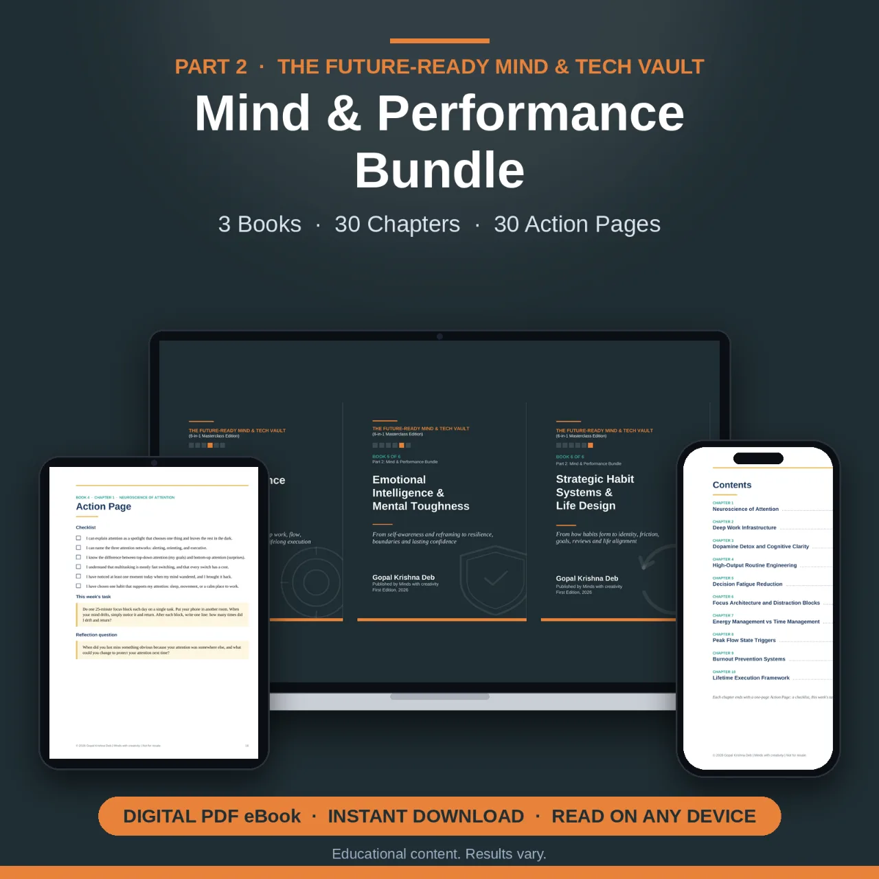 Mind & Performance Bundle: 3 PDF Books (Part 2 of The Future-Ready Mind & Tech Vault) cover