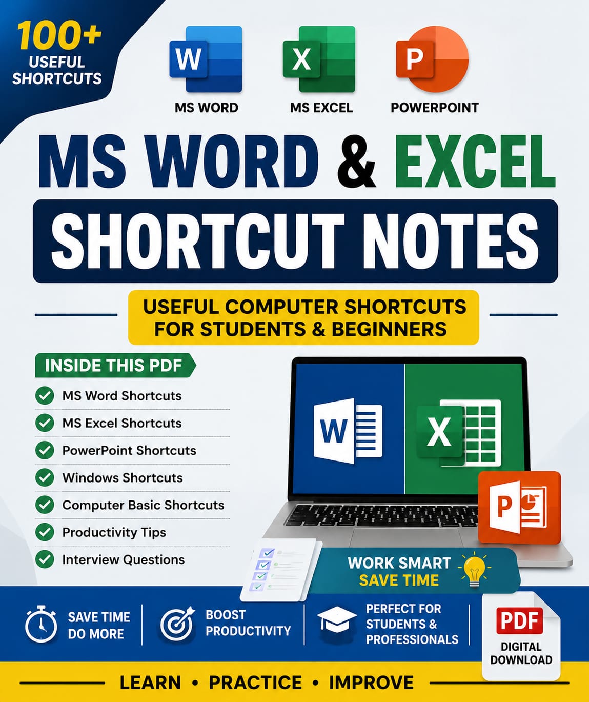 MS word and Excel shortcut Notes