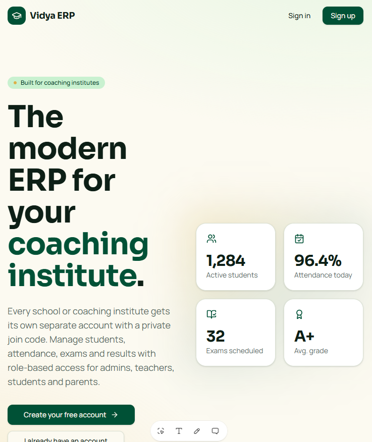 Vidya ERP – Modern Coaching Institute Management System