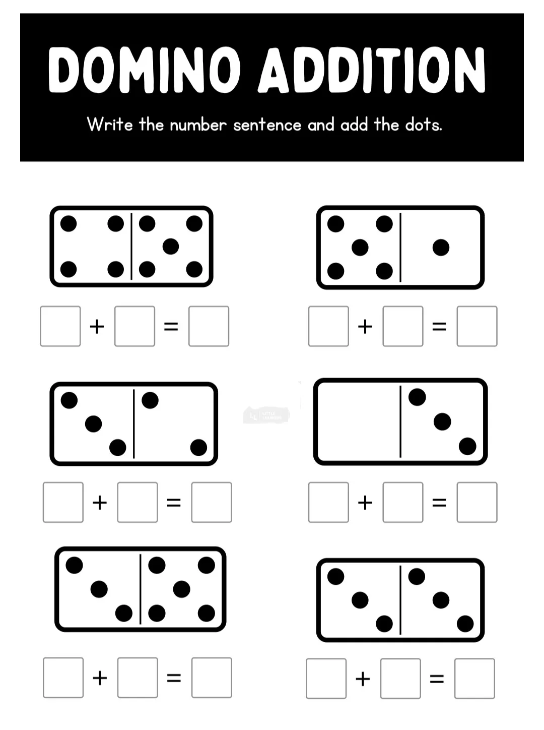 Domino Addition Worksheet for Kids | Printable Math Activity PDF: preview 1 of 1